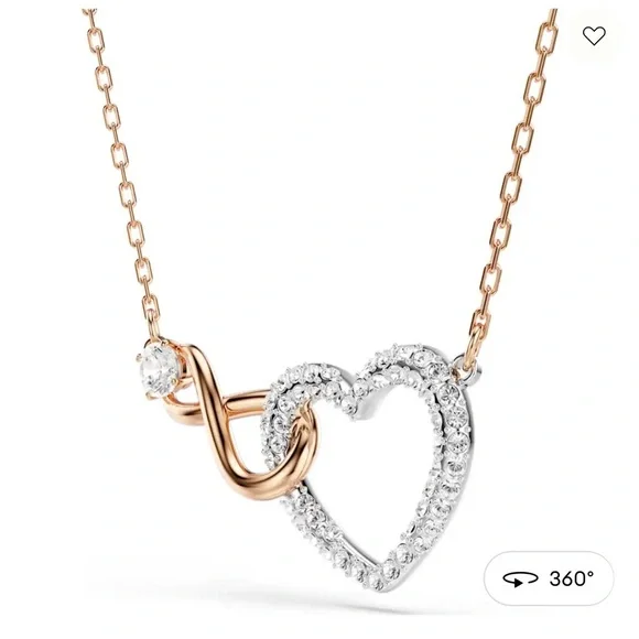 Brand New Swarovski Rose Gold and Silver Heart Necklace Brand New - Picture 3 of 17